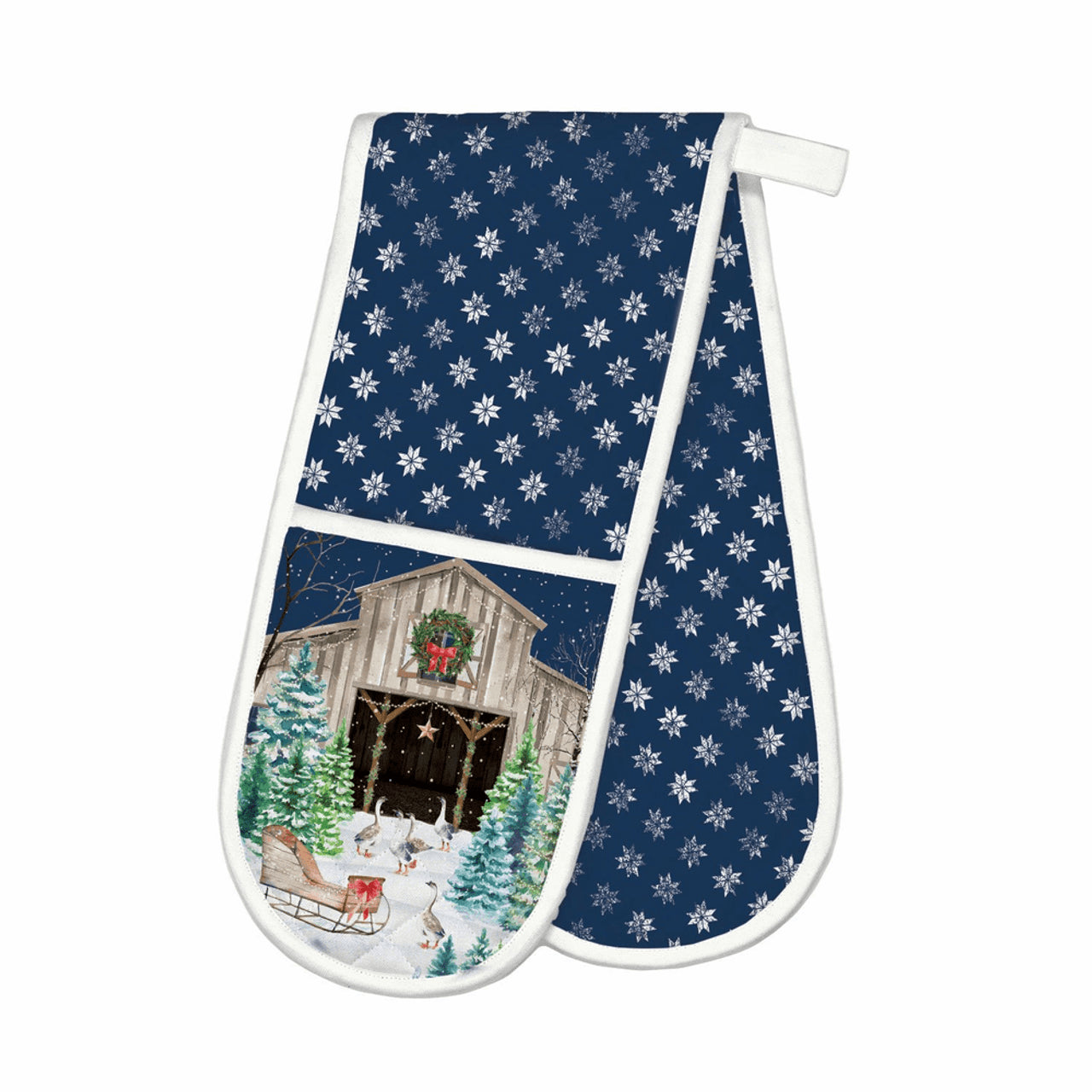 Christmas snow Double Oven Glove - Zinnias Gift Boutique