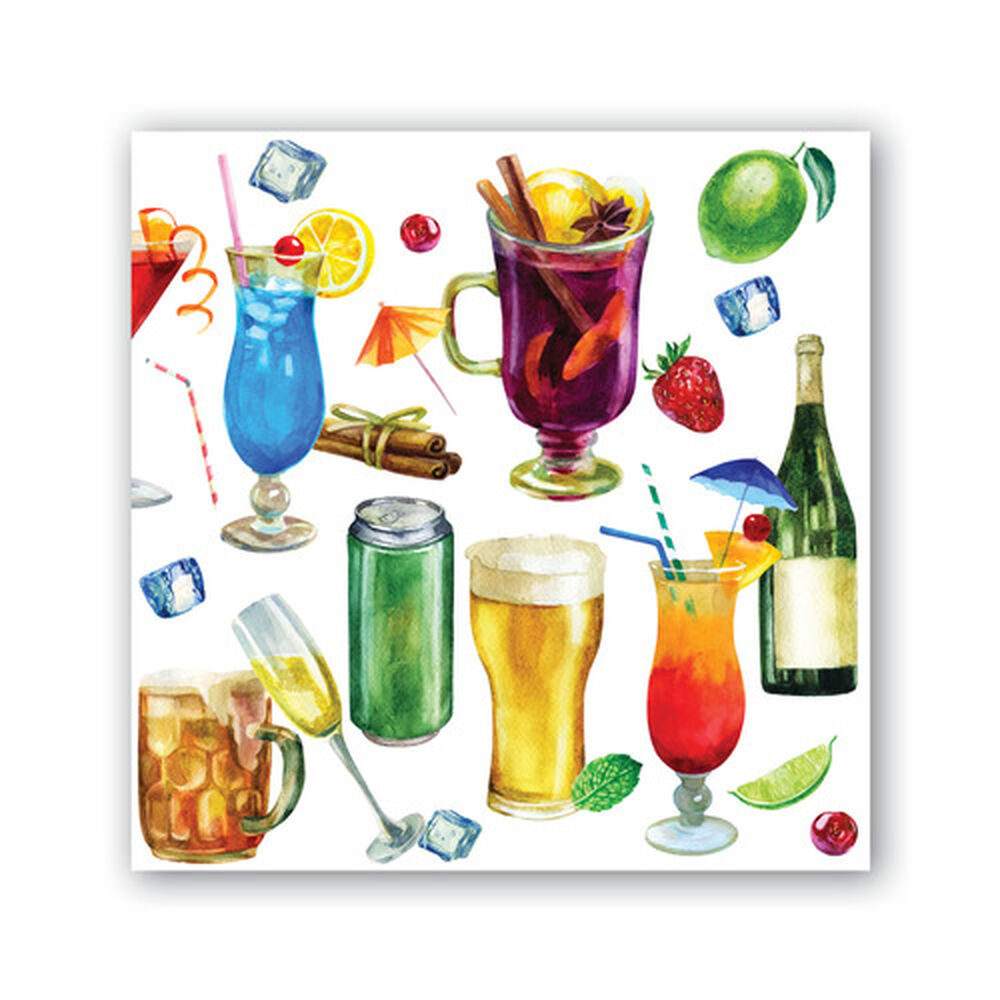 Michel Design Works Happy Hour Luncheon Napkin with colorful print and elegant design, suitable for dining and special gatherings.