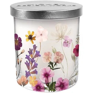 Pressed Flowers Glass Candle - Zinnias Gift Boutique