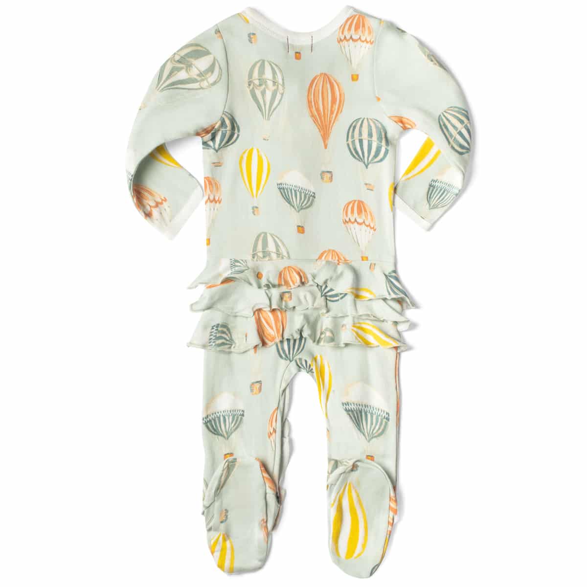 Organic Ruffle Zipper Footed Romper Vintage Balloons - Zinnias Gift Boutique