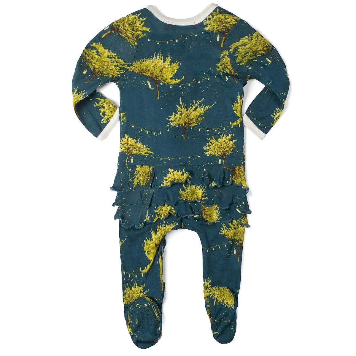 Bamboo Ruffle Zipper Footed Romper Firefly - Zinnias Gift Boutique