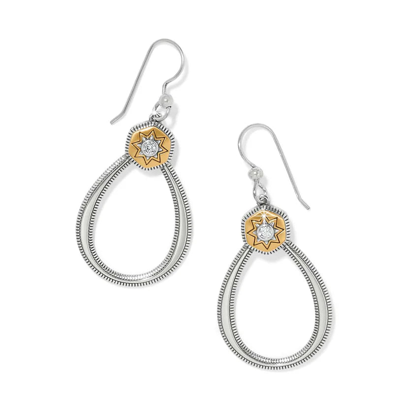 Brighton Mosaic Nova French Wire Earrings in silver and gold with intricate mosaic design featuring elegant, handcrafted jewelry.