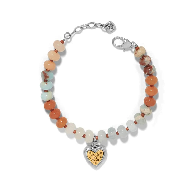 Mosaic Two Tone Heart Beaded Bracelet - Zinnias Gift Boutique