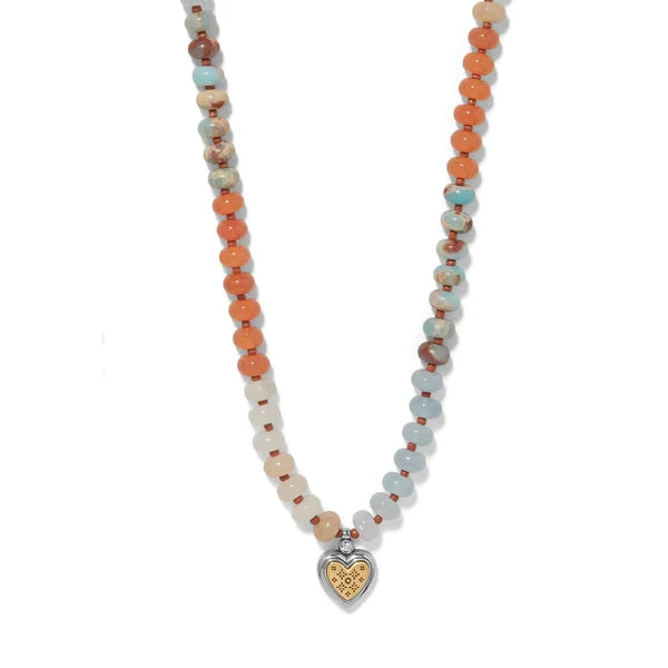 Mosaic Two Tone Heart Beaded Necklace - Zinnias Gift Boutique