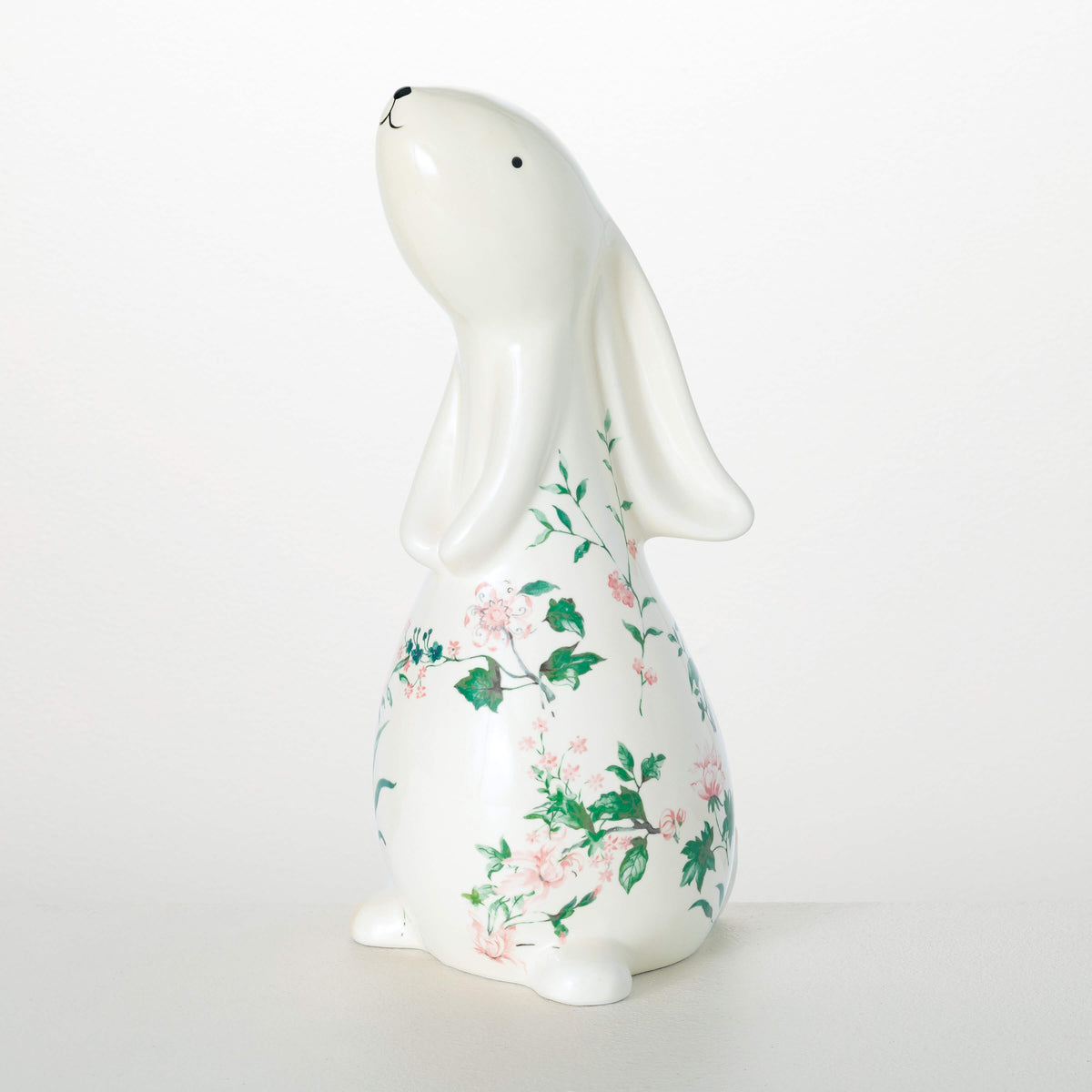 Peacock &amp; Floral Bunny Figure - Zinnias Gift Boutique