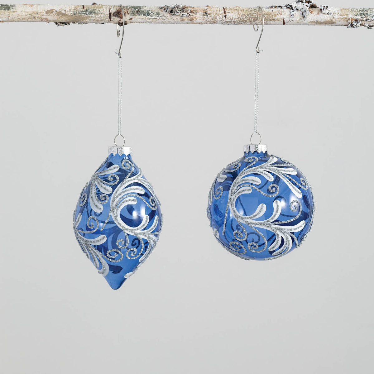 Blue White Glass Orn - Zinnias Gift Boutique