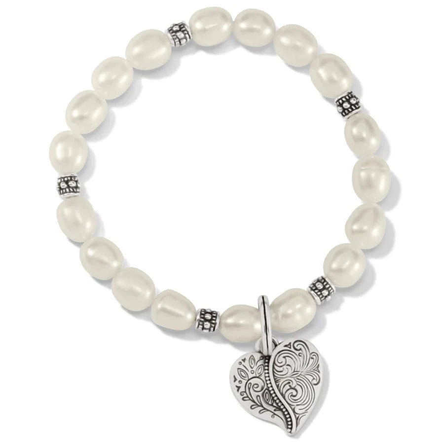 Ornate Heart Pearl Stretch Bracelet - Zinnias Gift Boutique