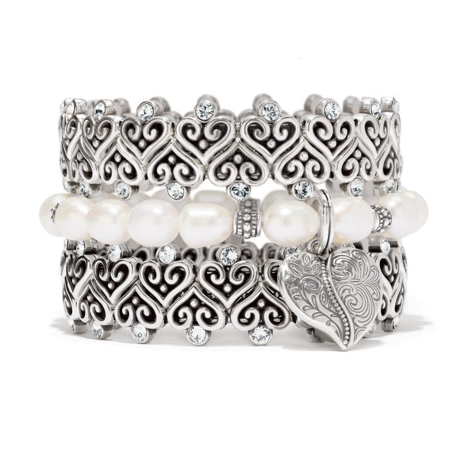 Ornate Heart Pearl Stretch Bracelet - Zinnias Gift Boutique