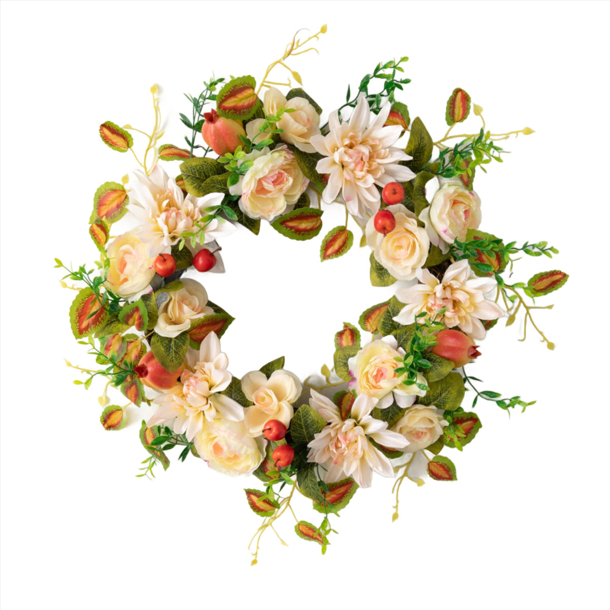 SUNSHINE FLORAL BERRY WREATH - Zinnias Gift Boutique