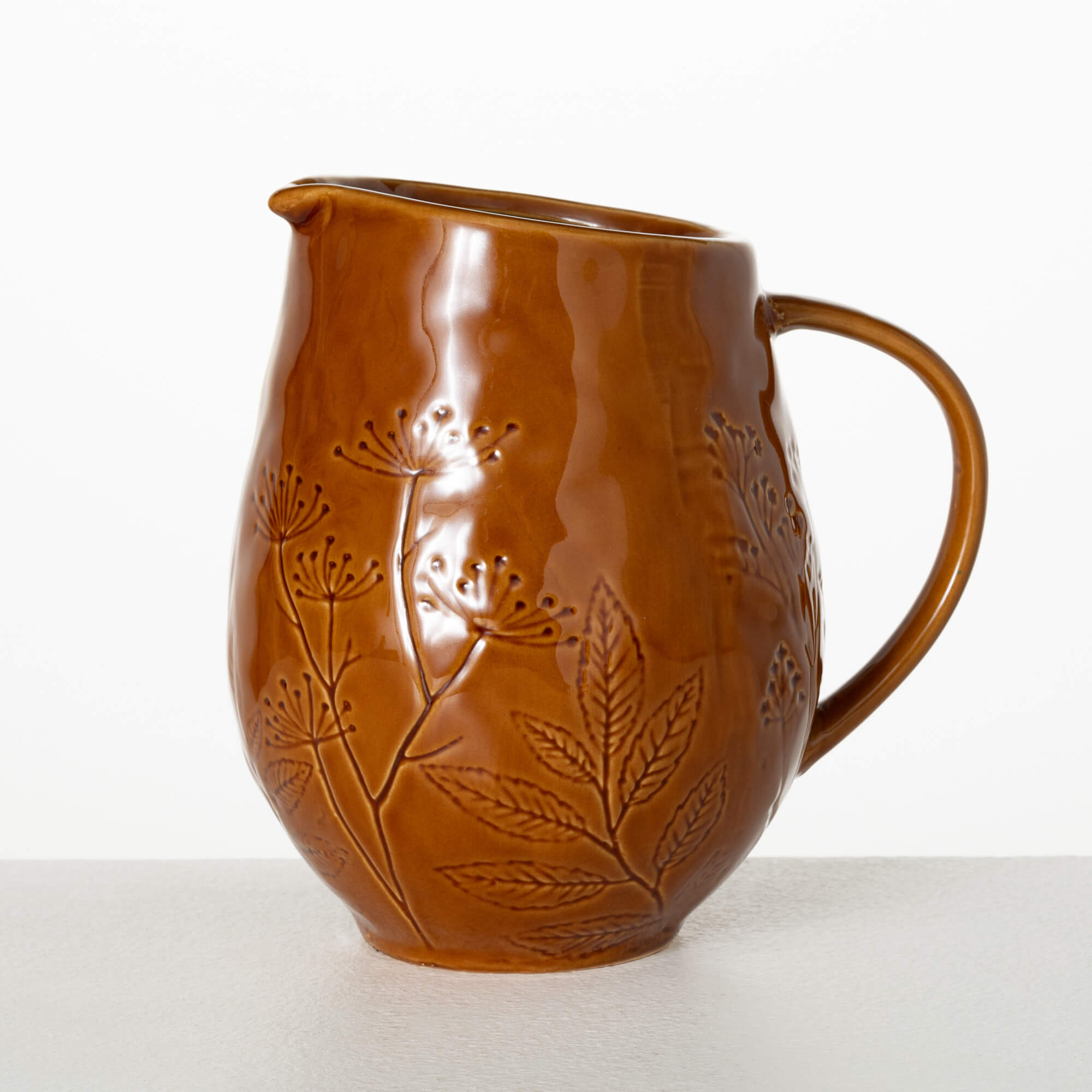 EMBOSSED FOLIAGE PITCHER - Zinnias Gift Boutique