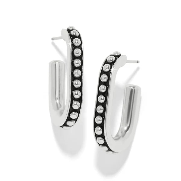 Brighton Pretty Tough Link Hoop Earrings in silver, featuring sleek interconnected design and polished finish.