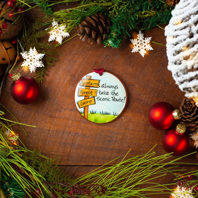 Hand‑Painted Ceramic Ornament - Zinnias Gift Boutique