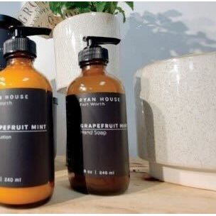 Ryan House Candles Hand Wash Ranch Water bottle with clear label and pump dispenser, showcasing a fresh, clean design.