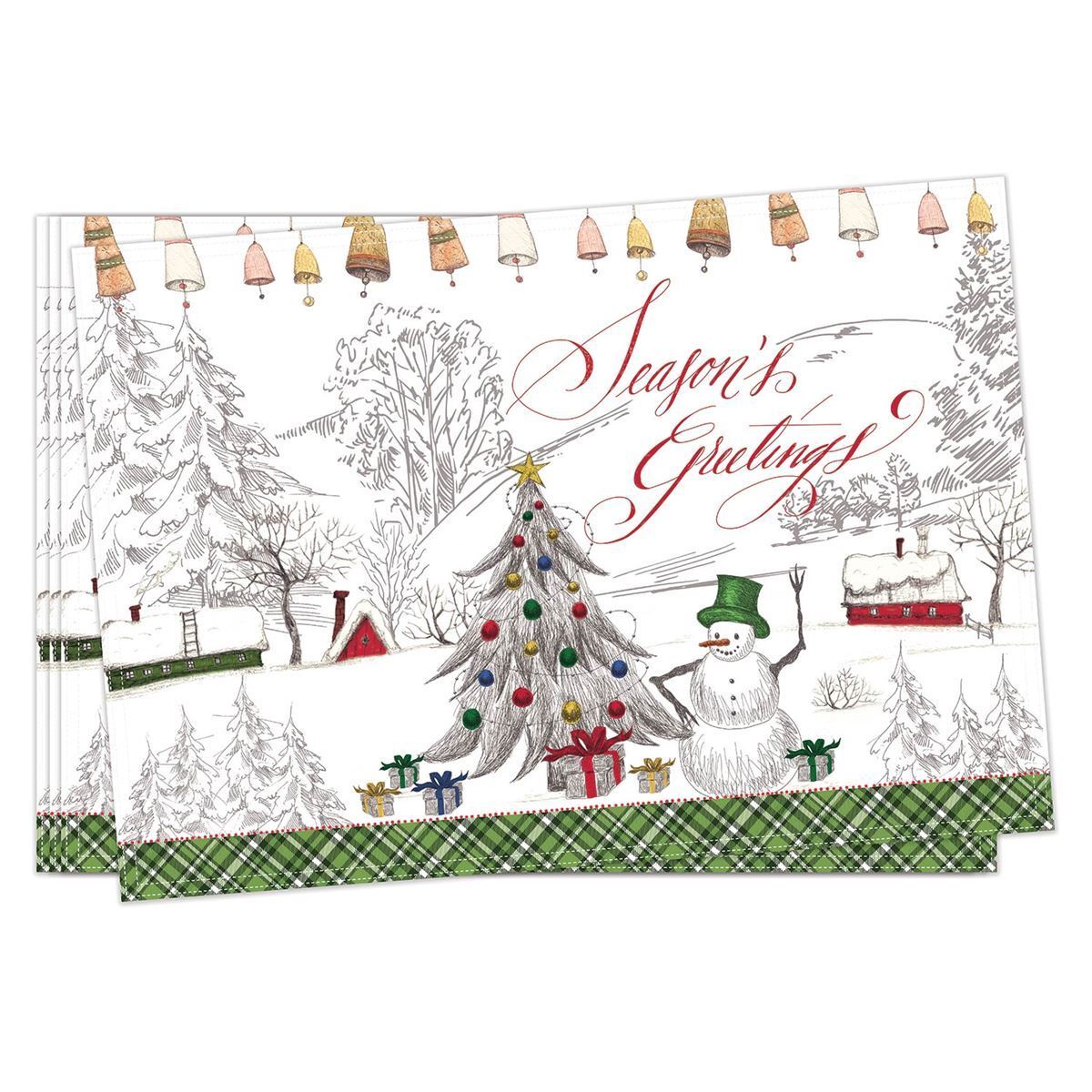 Seasons greetings cotton Placemats set4 - Zinnias Gift Boutique