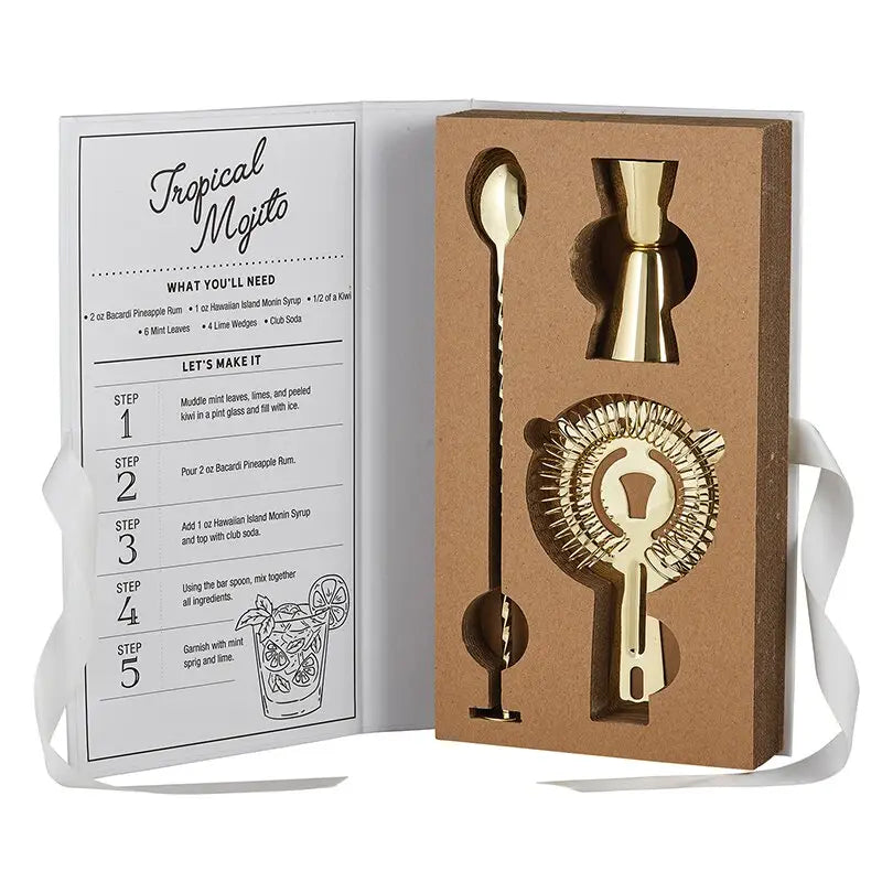 Gold Barware Book Box - Zinnias Gift Boutique