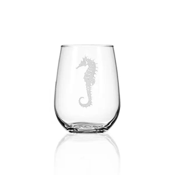 Seahorse 17oz Stemless Glass - Zinnias Gift Boutique