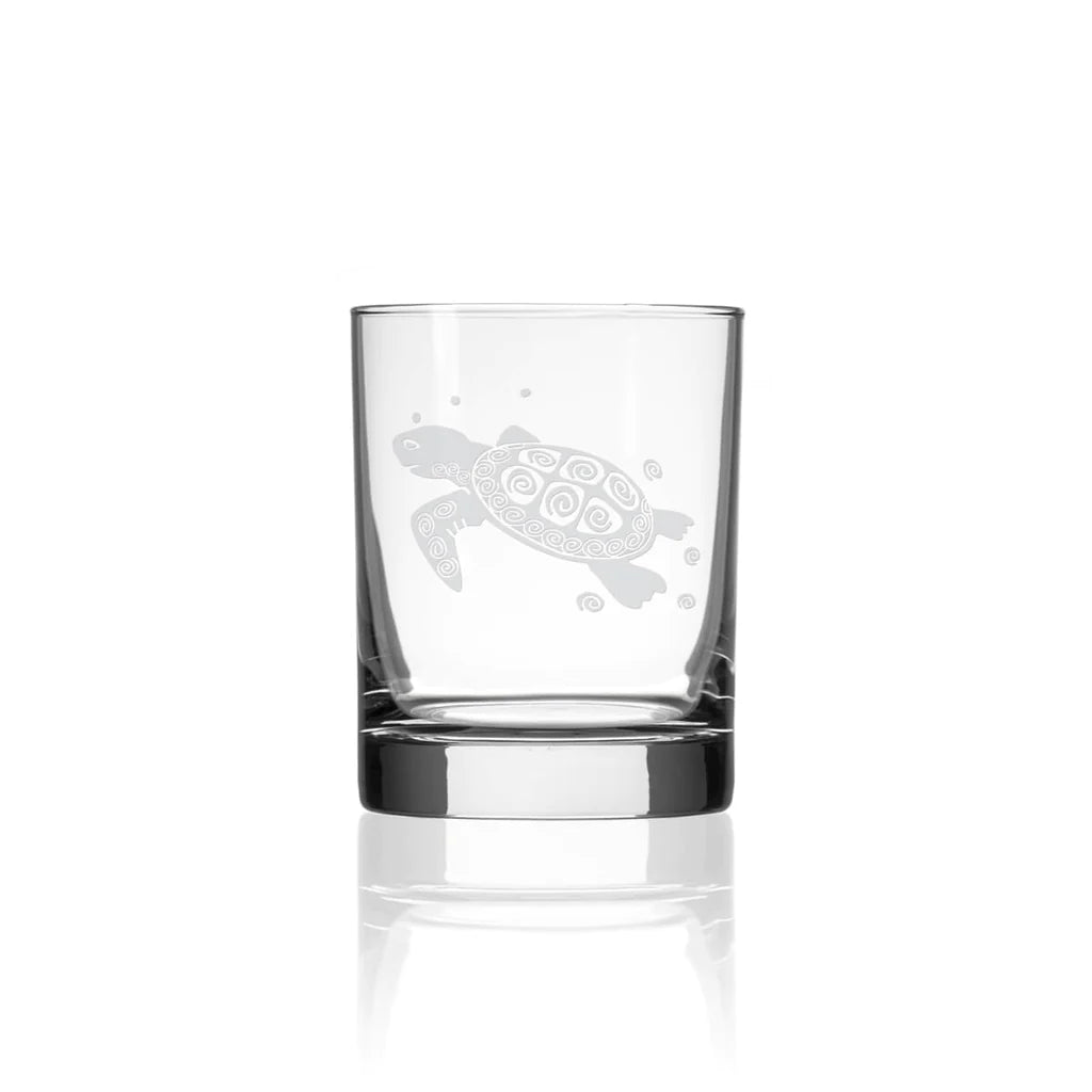 Turtle 14oz Double Old Fashioned Glass - Zinnias Gift Boutique