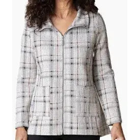 Windowpane Plaid Knit Swing Jacket - Zinnias Gift Boutique