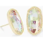 Ellie Gold Stud Earrings in Dichroic Glass - Zinnias Gift Boutique