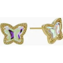 Lillia Butterfly Gold earringsin Dichroic Glass - Zinnias Gift Boutique