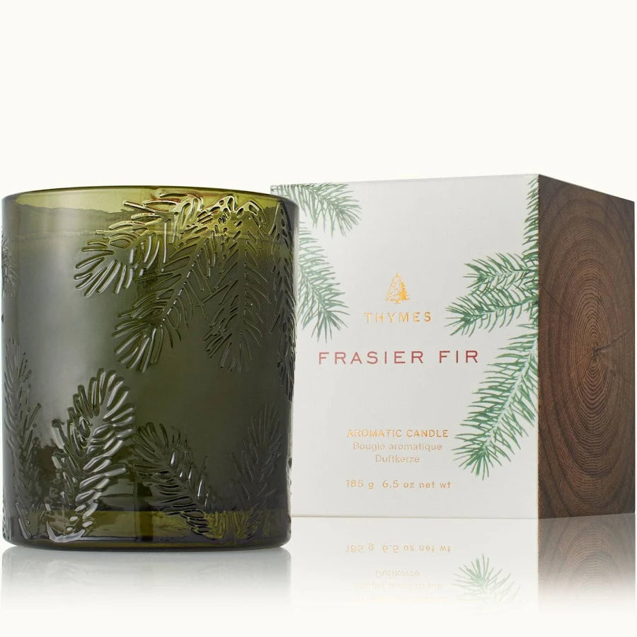 Frasier Fir Poured Candle - Molded Green Glass - Zinnias Gift Boutique
