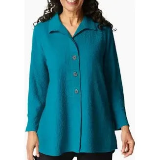 Crinkle crepe sld patch button tunic - Zinnias Gift Boutique