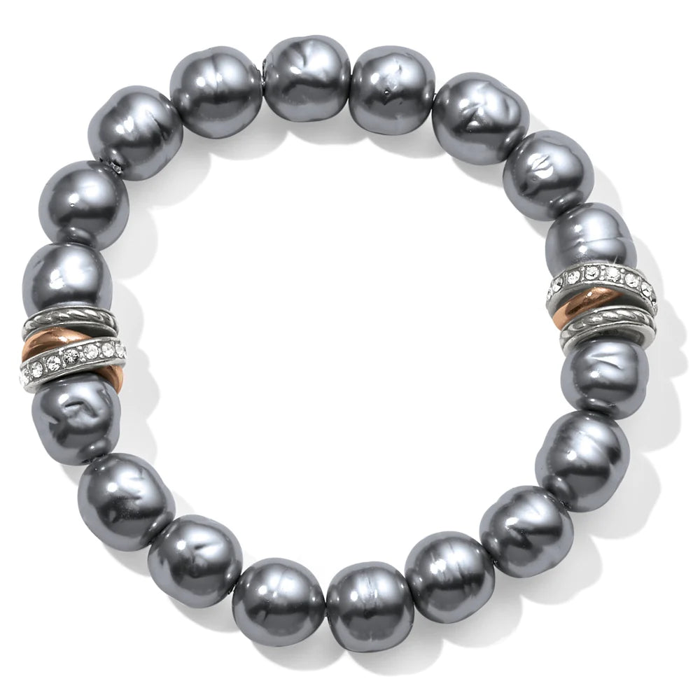 Neptune&#39;s Rings Gray Pearl Stretch Bracelet - Zinnias Gift Boutique