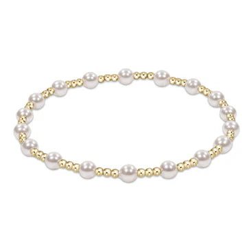 classic sincerity pattern 4mm bead bracelet - pearl - Zinnias Gift Boutique