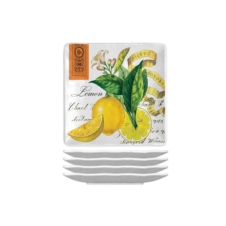 Lemon Basil Melamine Canape Plat set of 4 - Zinnias Gift Boutique