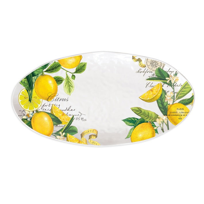 Lemon Basil Melamine Oval Platter - Zinnias Gift Boutique