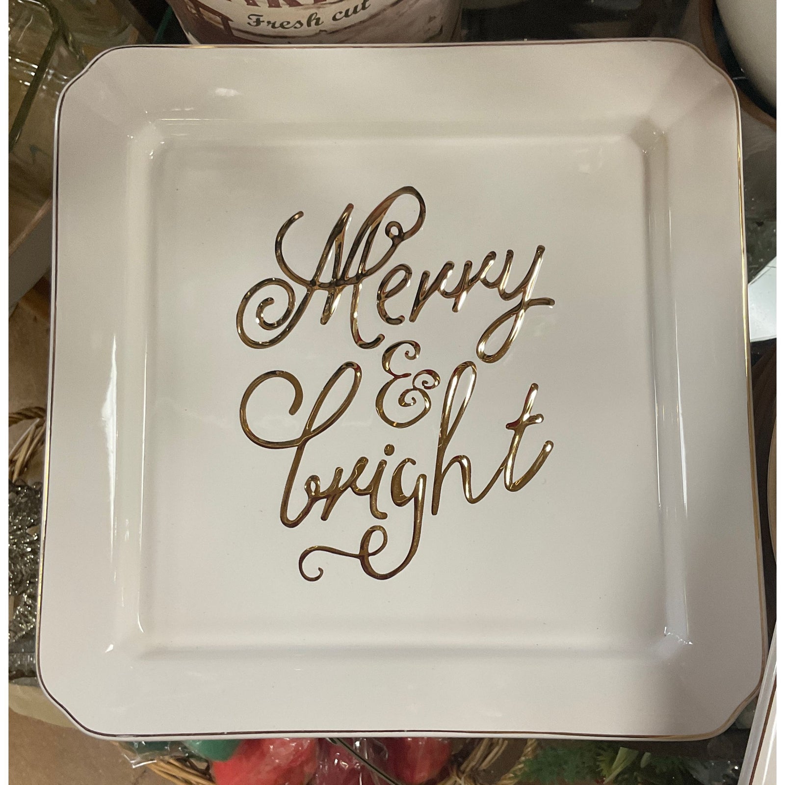 Platter White with Gold - Zinnias Gift Boutique