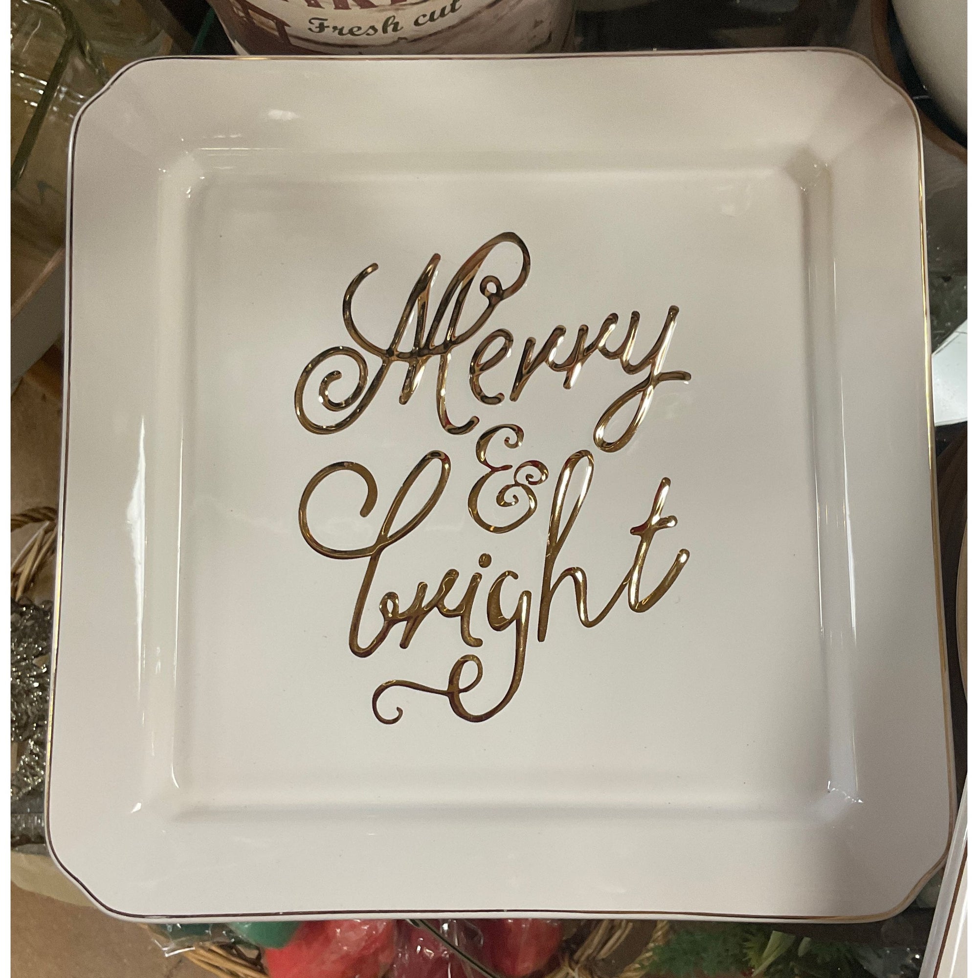 Platter White with Gold - Zinnias Gift Boutique