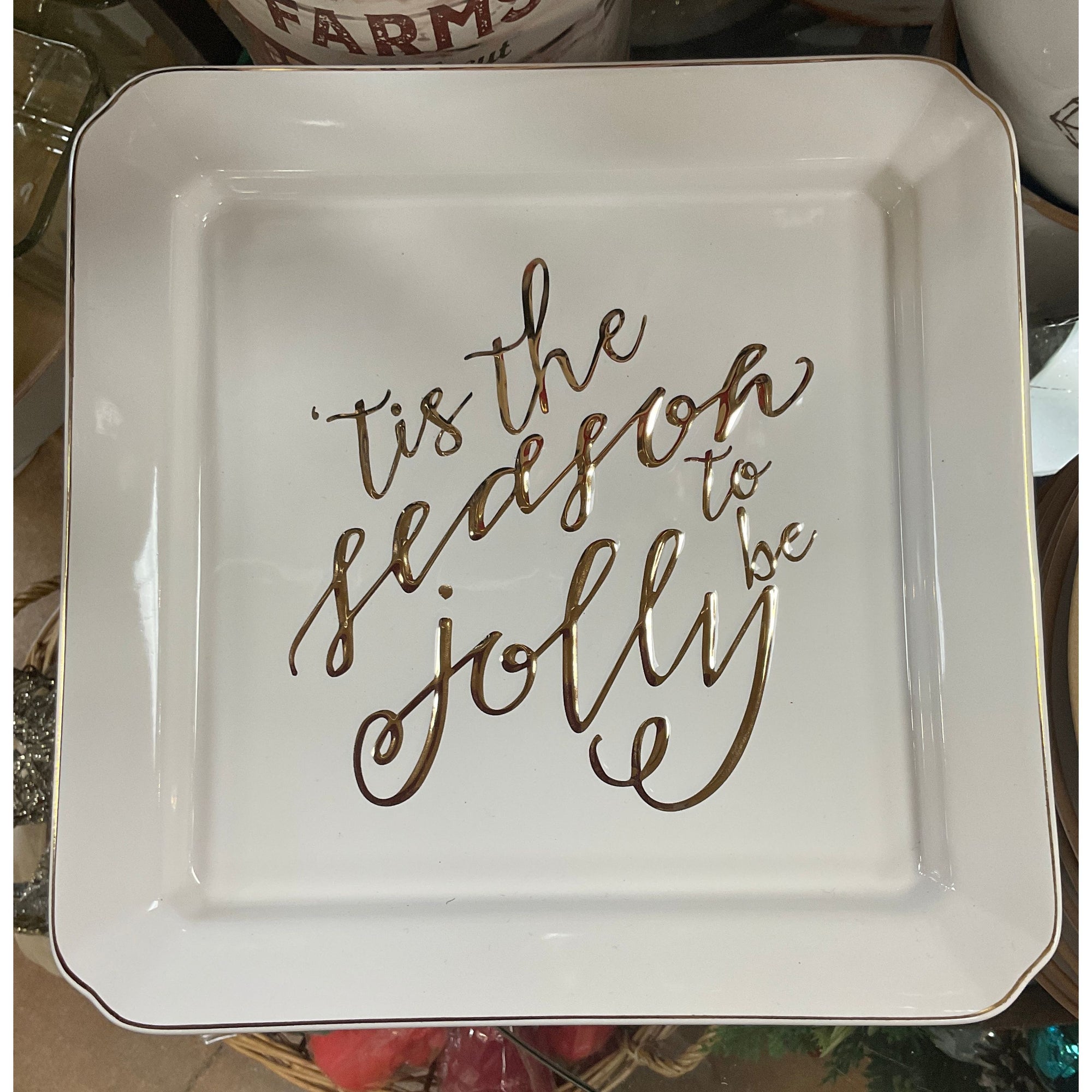 Platter White with Gold - Zinnias Gift Boutique