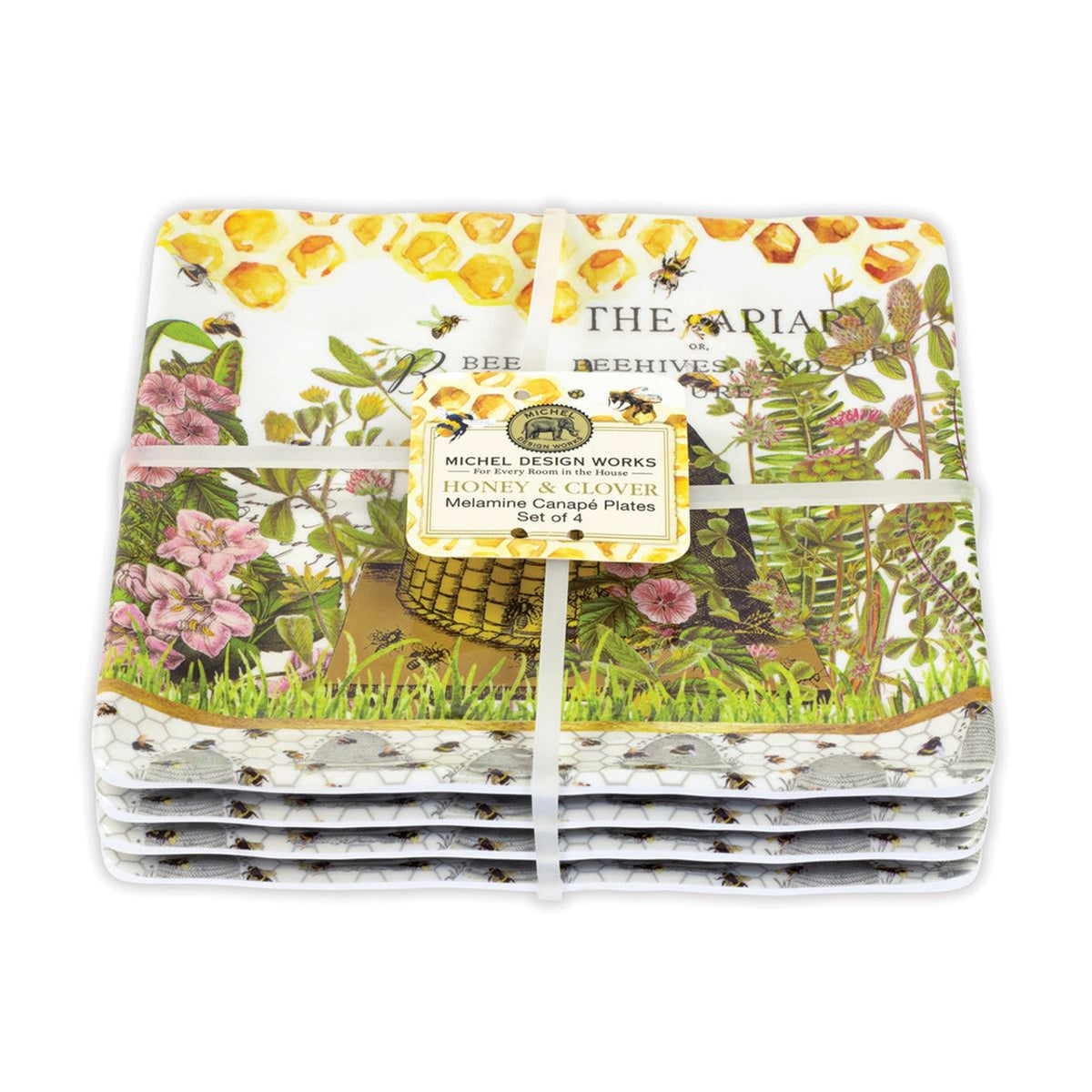 Honey and clover Melamine Plate set of 4 - Zinnias Gift Boutique