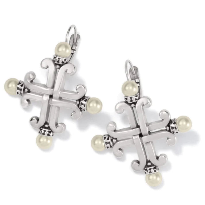 Taos Pearl Cross Leverback Earrings - Zinnias Gift Boutique