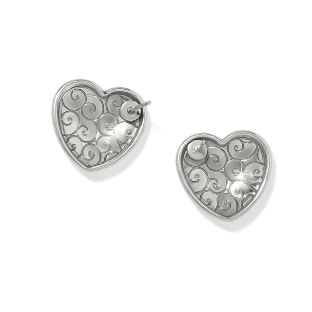 Trianon Heart Small Post Earrings Silver - Zinnias Gift Boutique