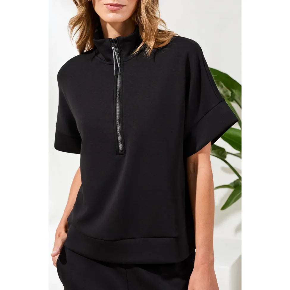 Techno Lux Mock Neck Zip Top - Zinnias Gift Boutique