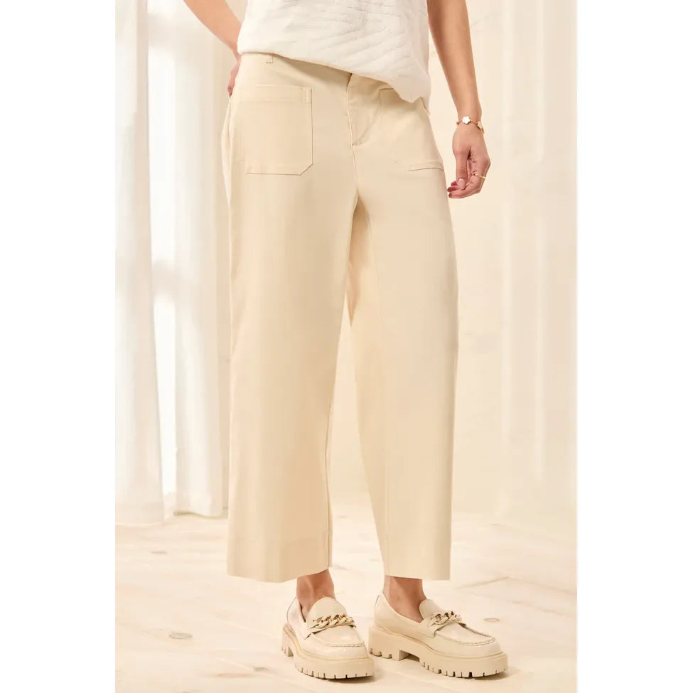 Signature Stretch Twill Wide‑Leg Ankle Pants - Zinnias Gift Boutique