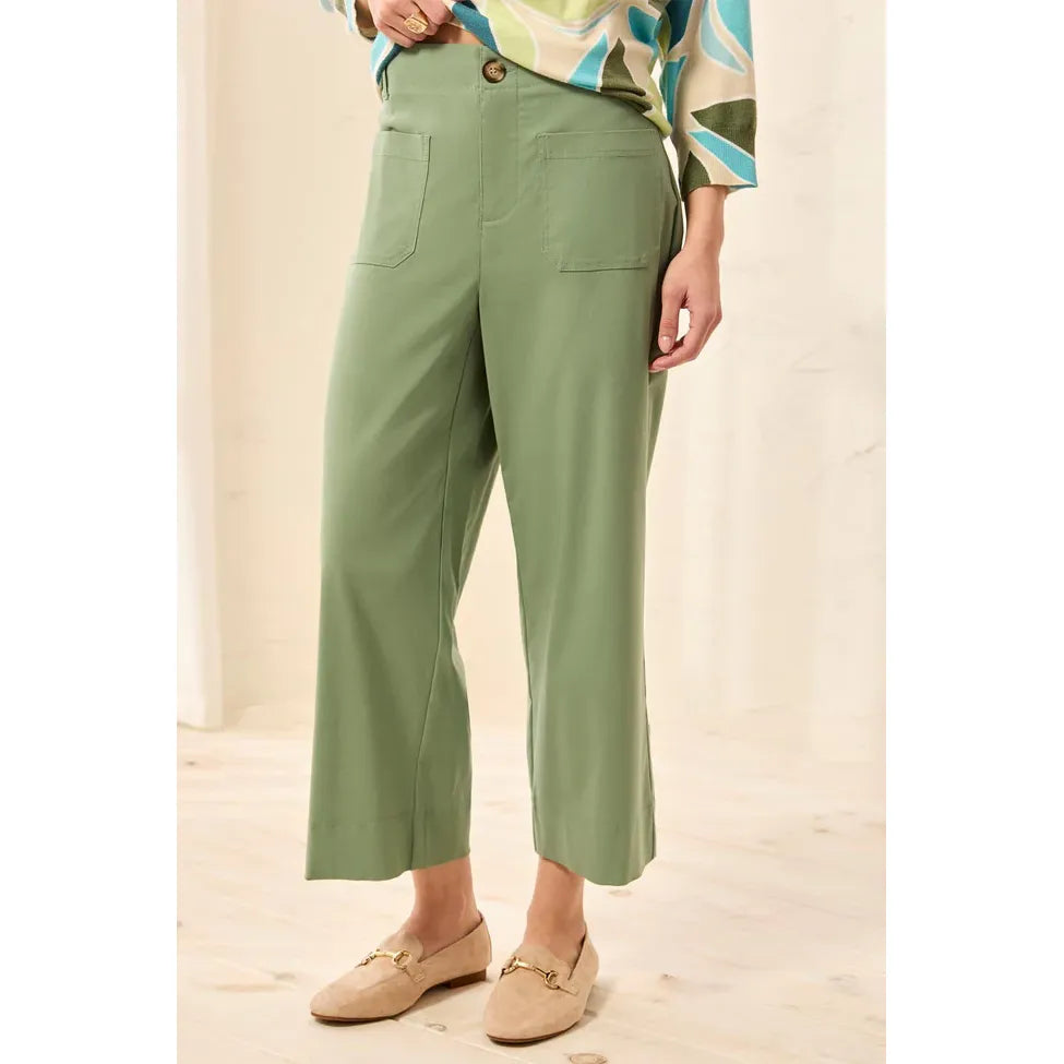 Signature Stretch Twill Wide‑Leg Ankle Pants - Zinnias Gift Boutique