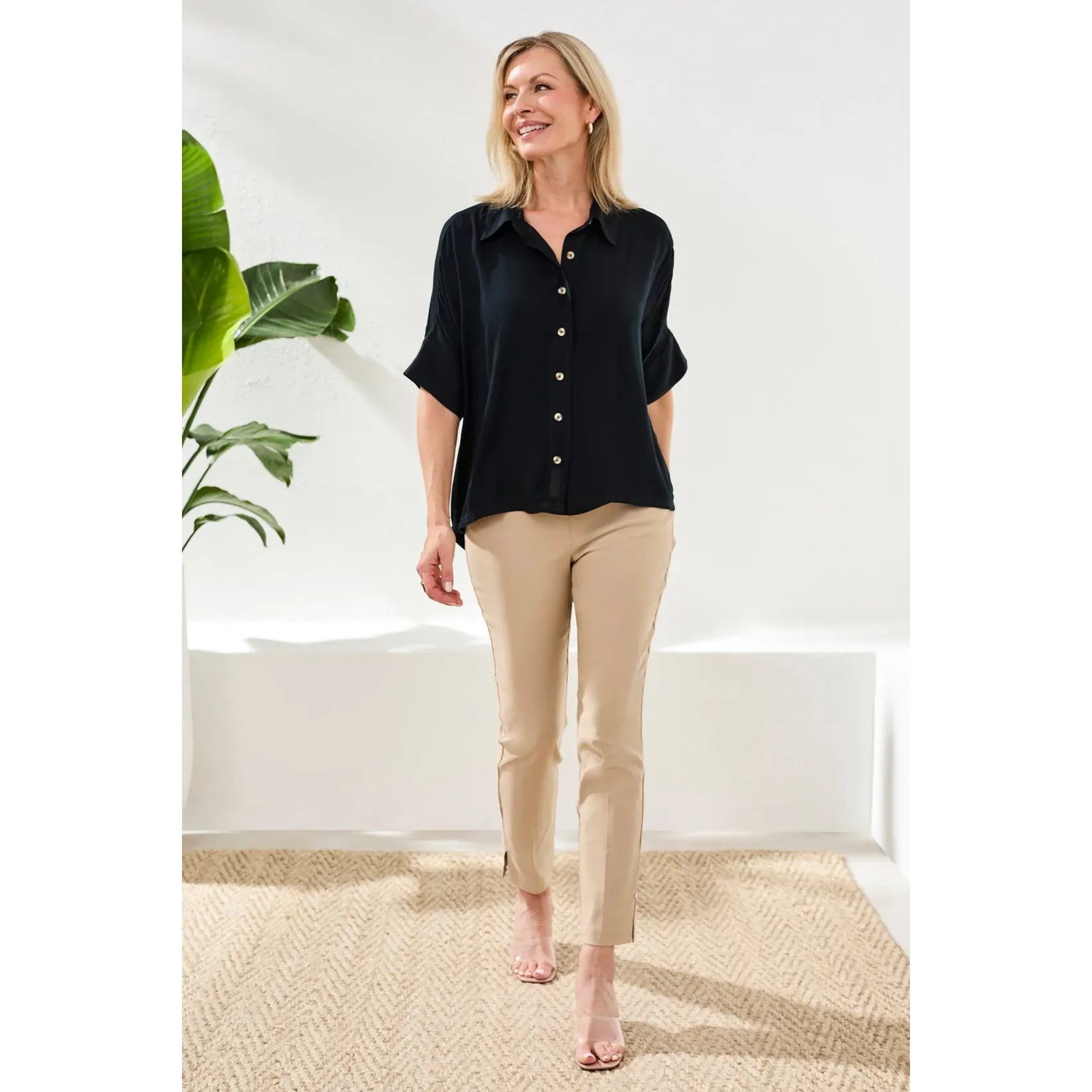 Soft Satin Drop Shoulder Blouse - Zinnias Gift Boutique