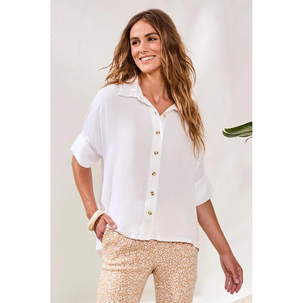 Soft Satin Drop Shoulder Blouse - Zinnias Gift Boutique