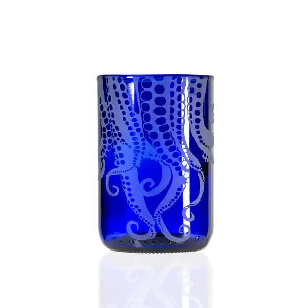Octopus Upcycled Glass 12 oz Tumbler - Zinnias Gift Boutique