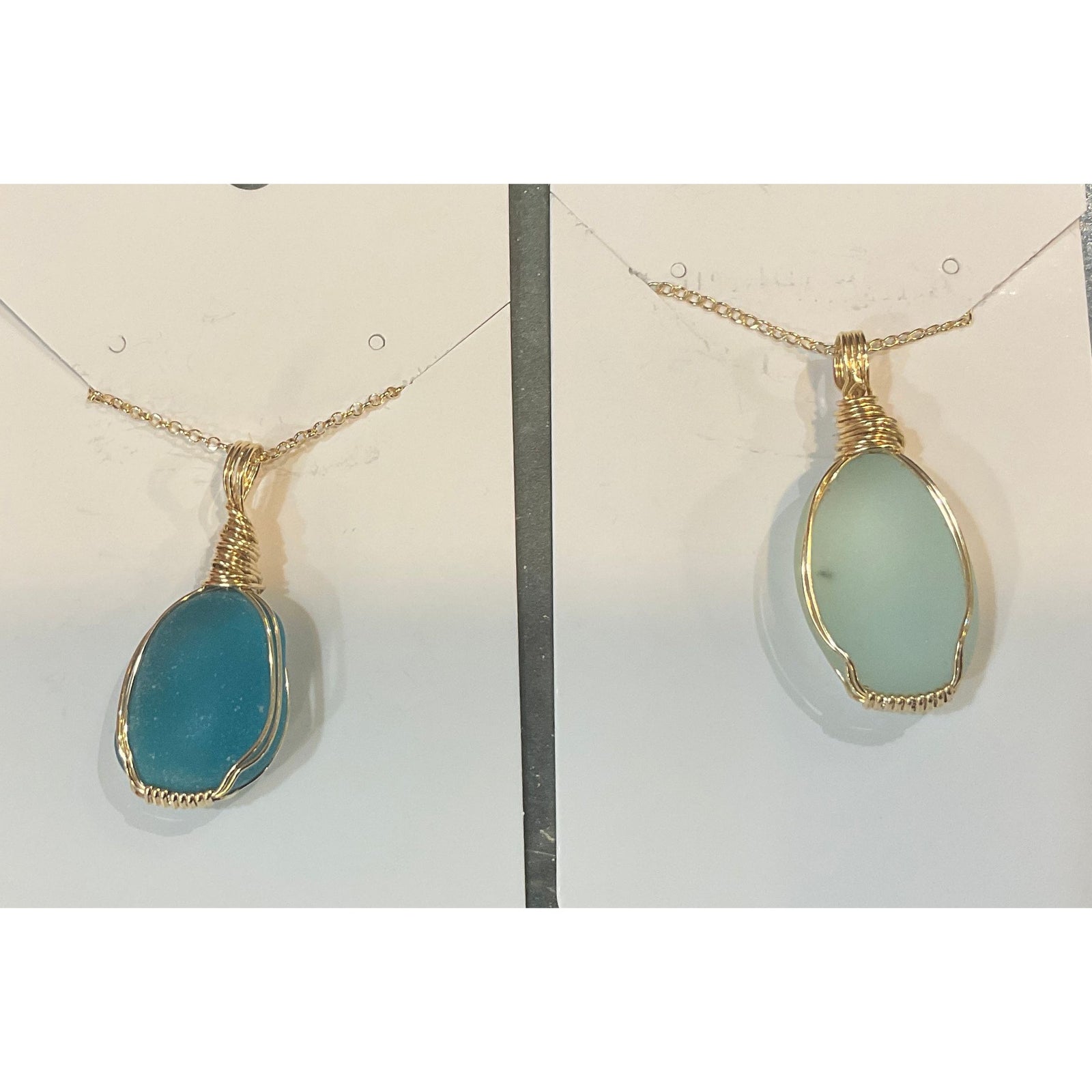 Sea Glass Necklace Local Artisan - Zinnias Gift Boutique