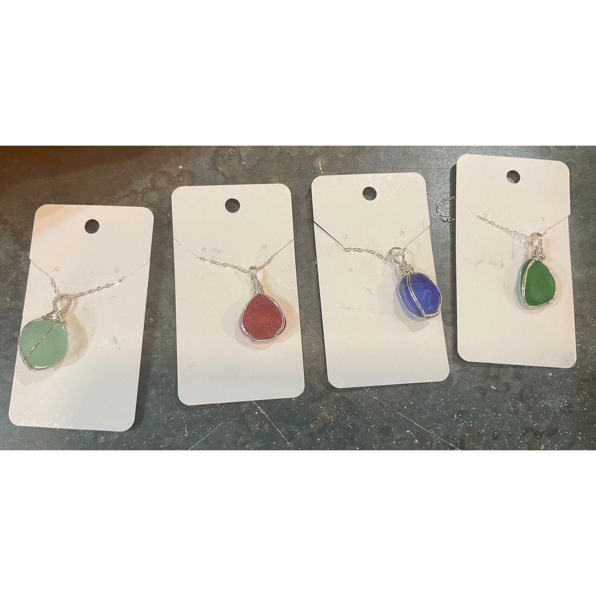 Sea Glass Necklace Local Artisan - Zinnias Gift Boutique