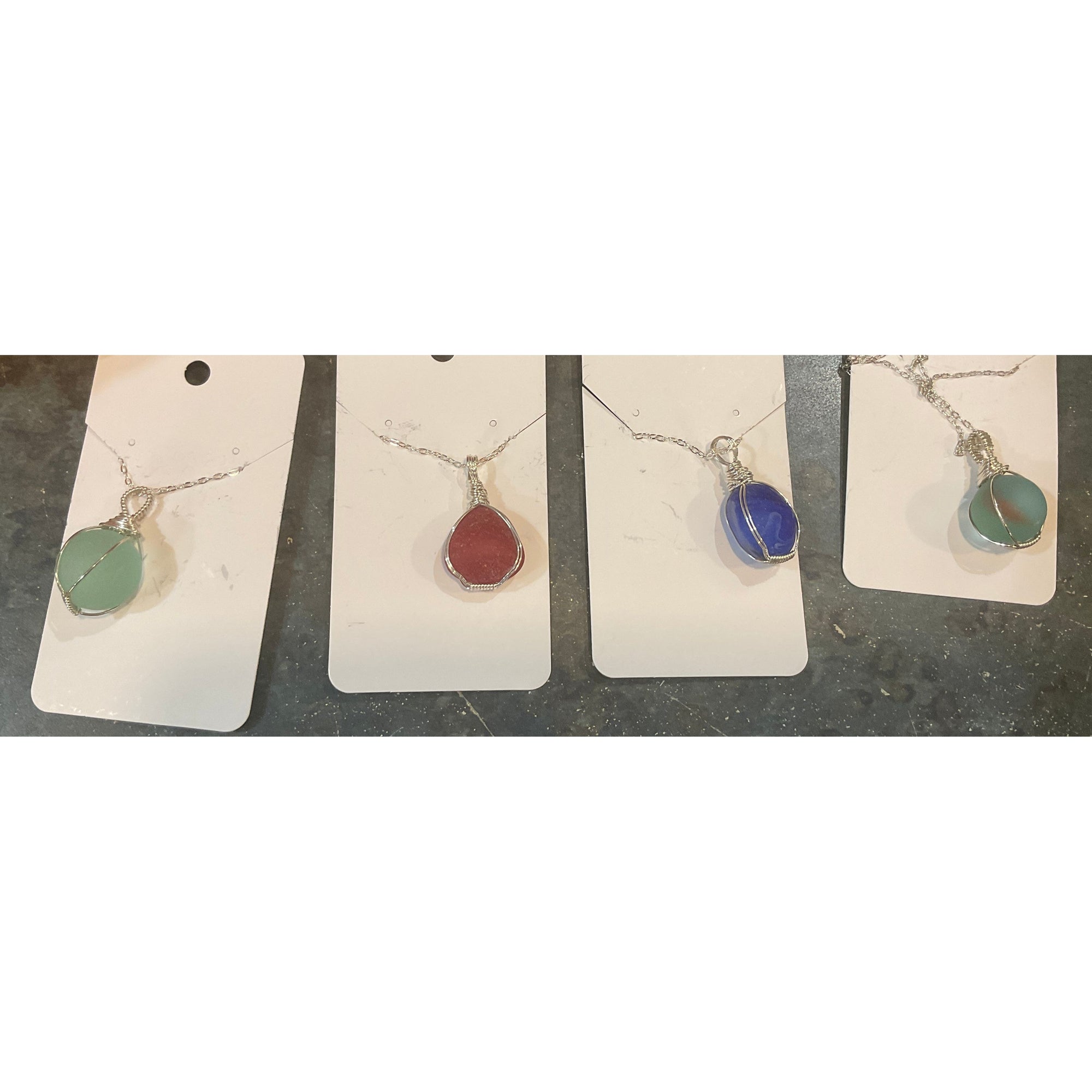 Sea Glass Necklace Local Artisan - Zinnias Gift Boutique