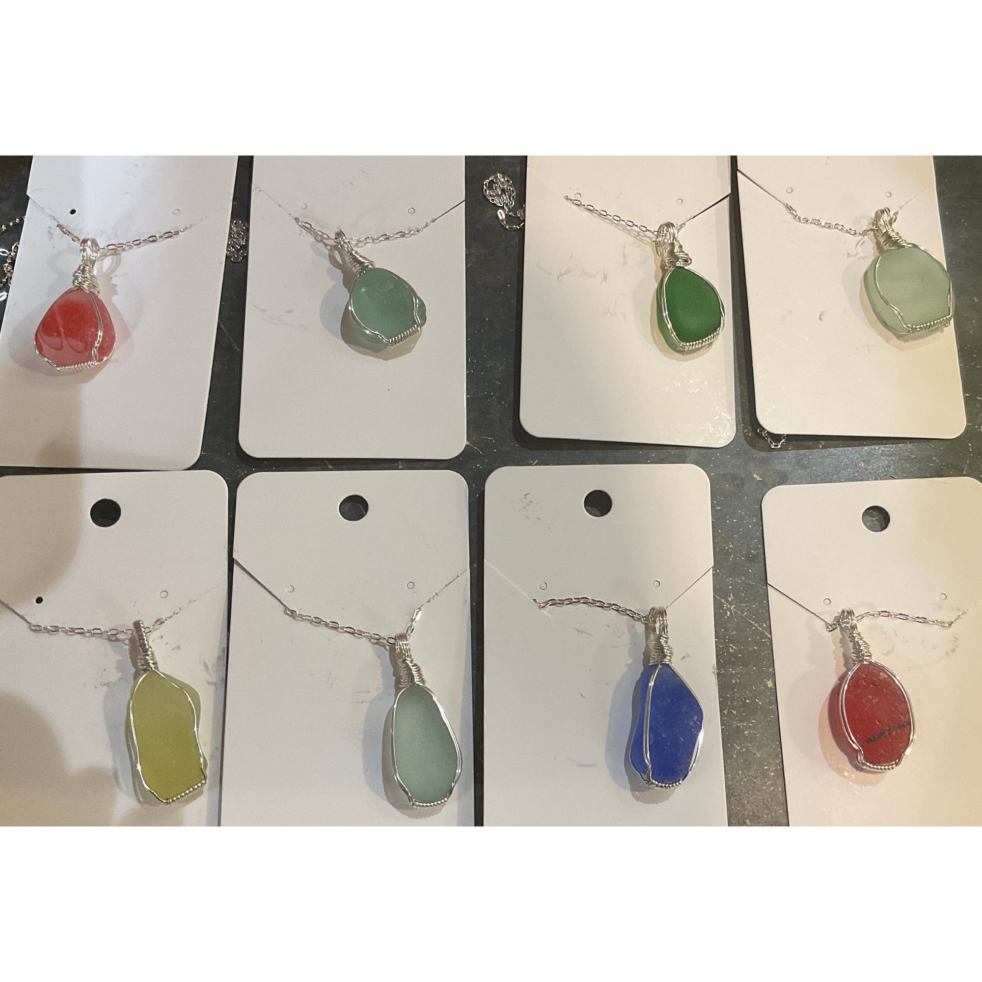 Sea Glass Necklace Local Artisan - Zinnias Gift Boutique