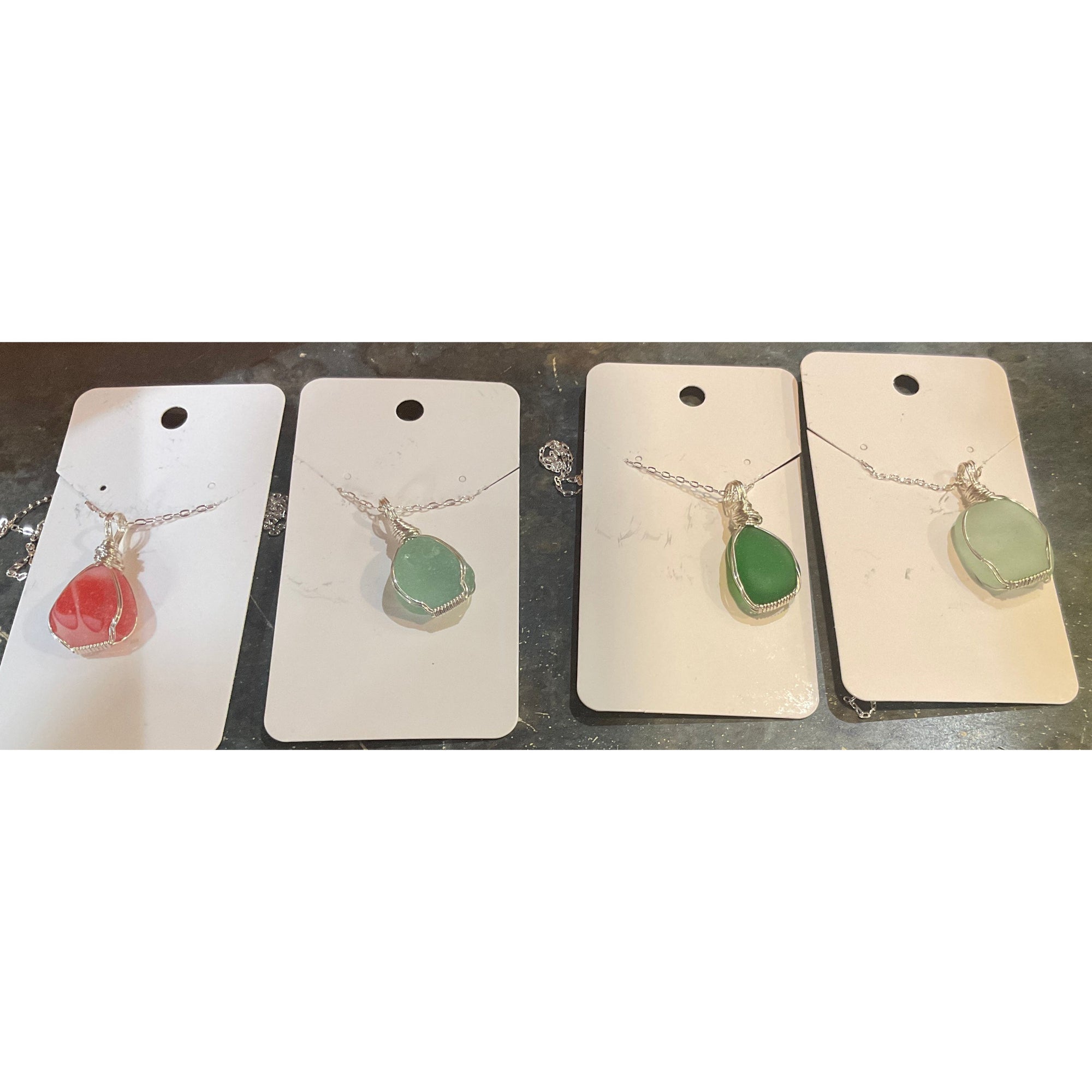 Sea Glass Necklace Local Artisan - Zinnias Gift Boutique