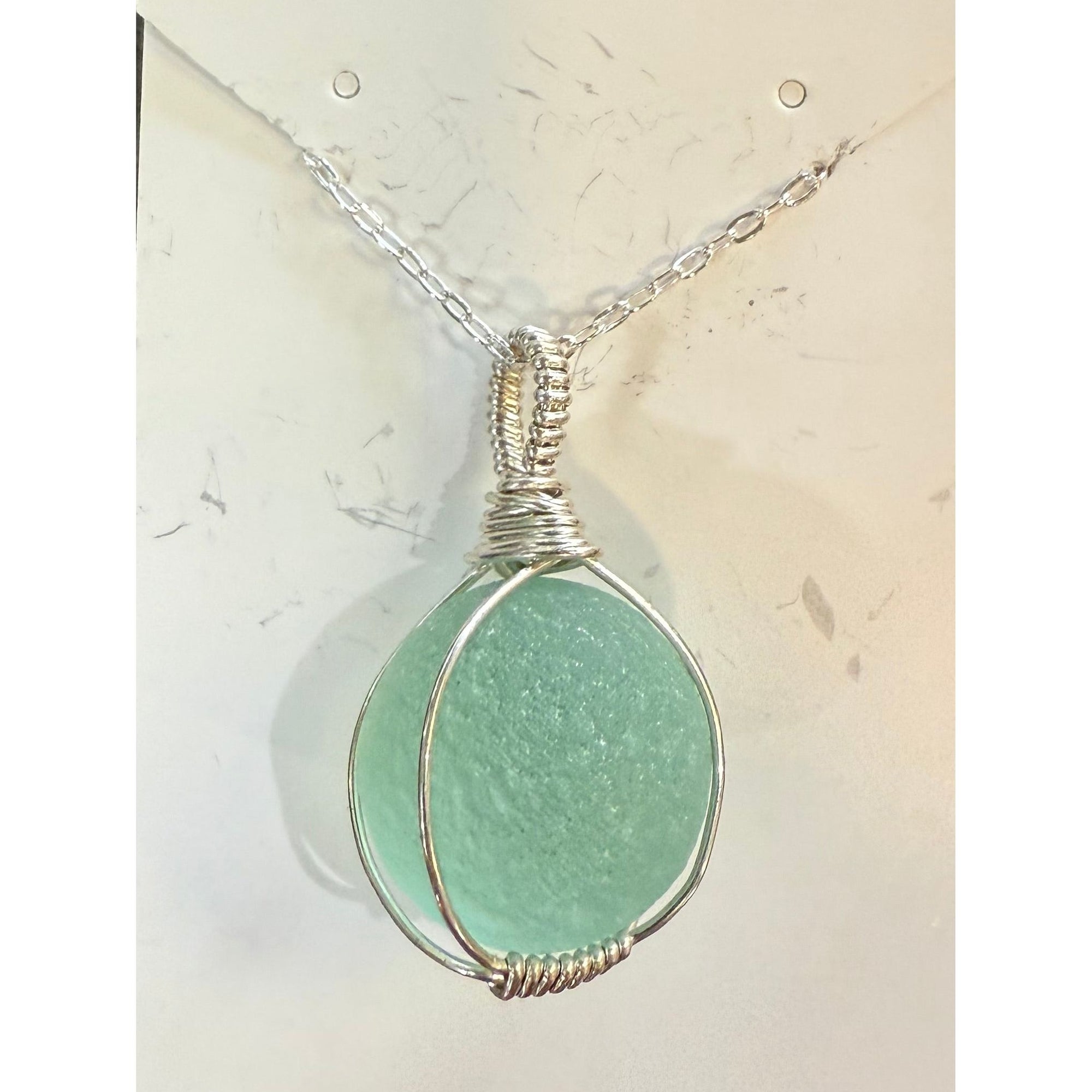 Sea Glass Necklace Local Artisan - Zinnias Gift Boutique