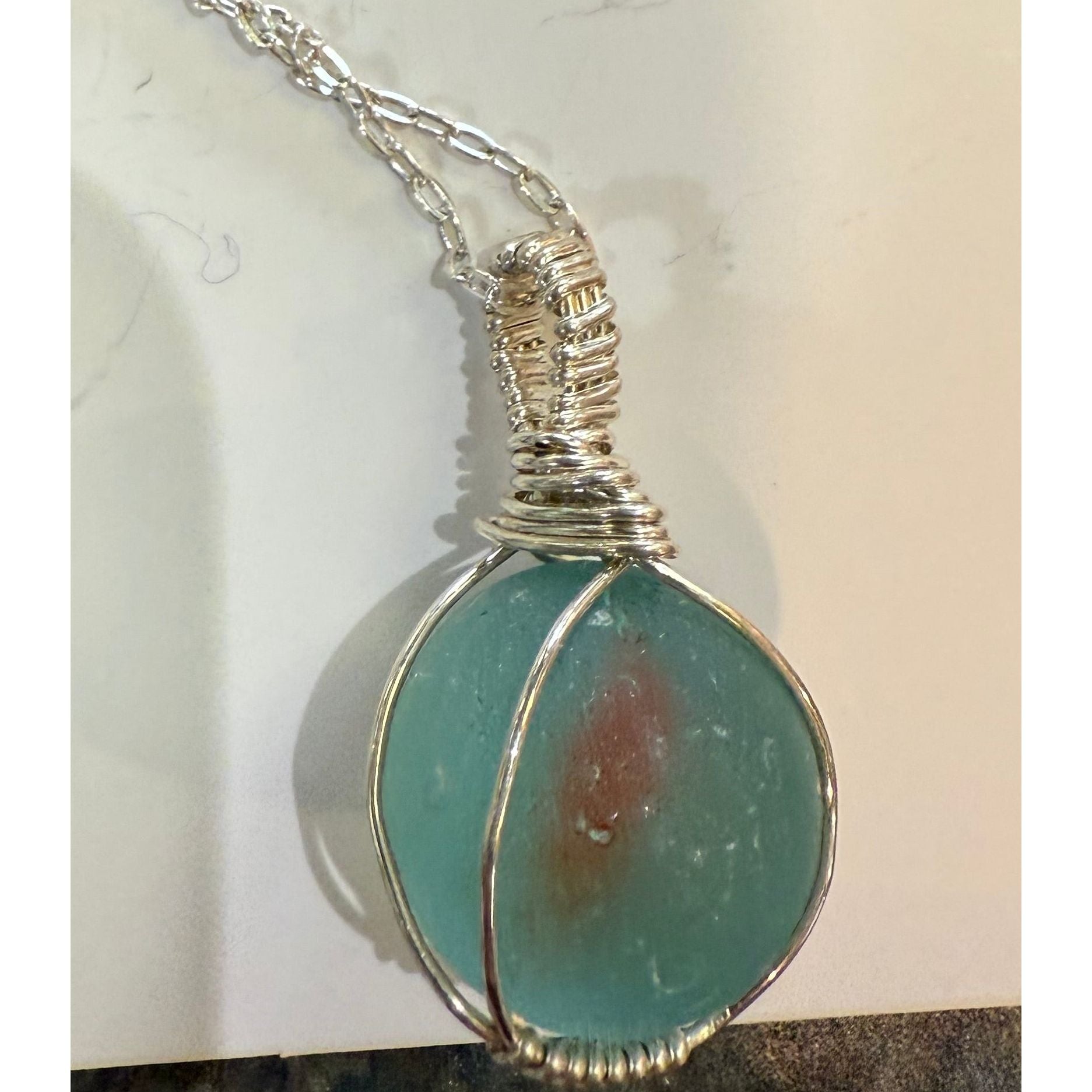 Sea Glass Necklace Local Artisan - Zinnias Gift Boutique