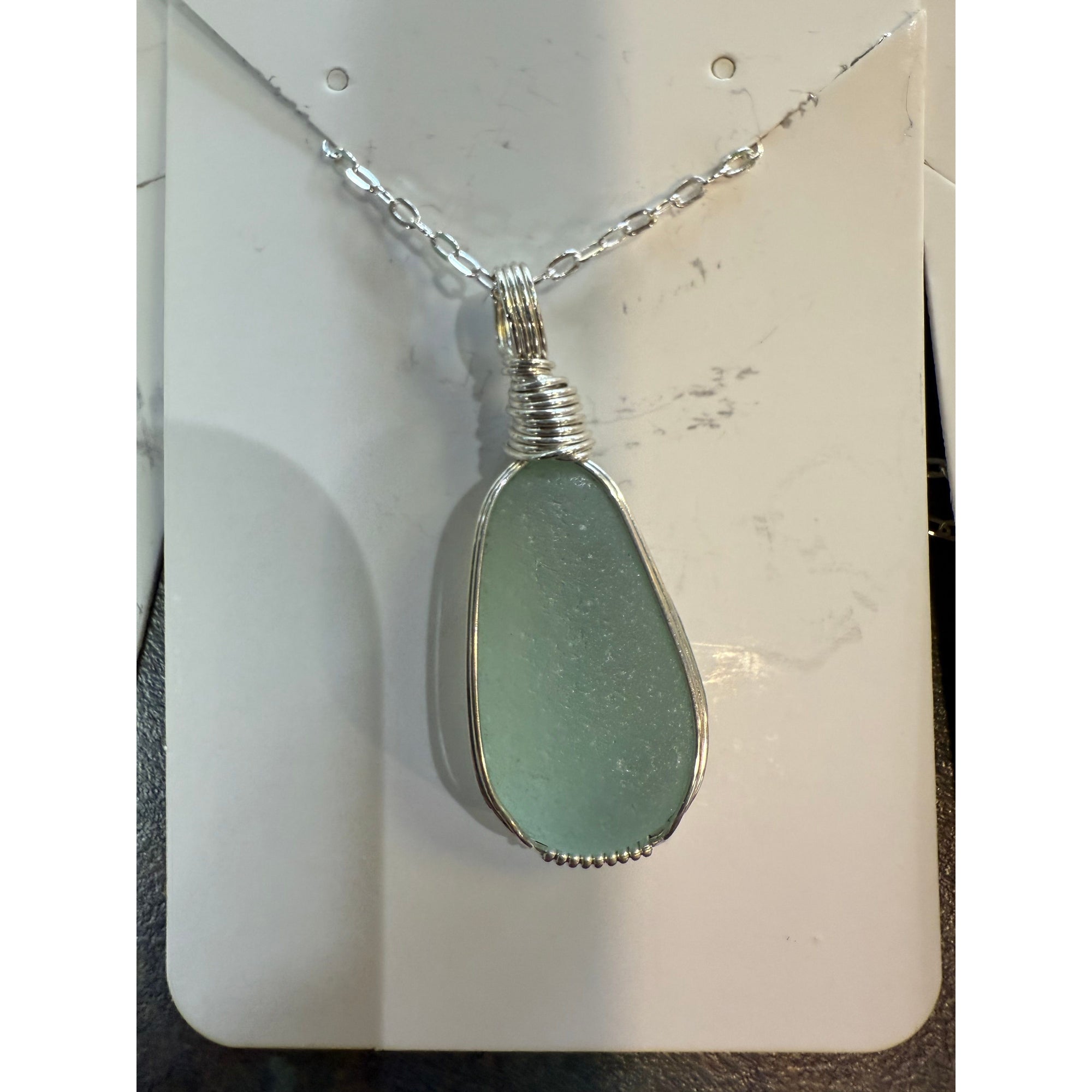 Sea Glass Necklace Local Artisan - Zinnias Gift Boutique